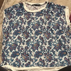 Women's Floral Top - Blue and White
